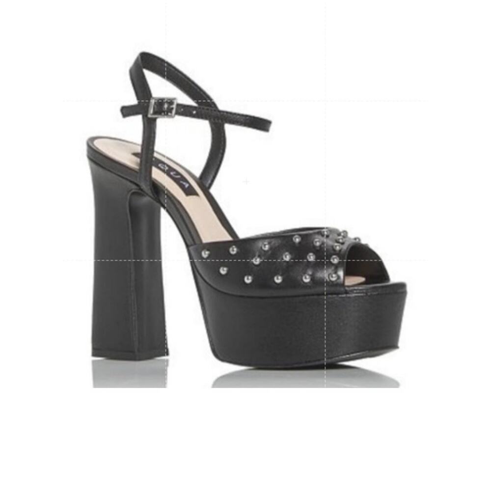Aqua Cullen Shoes Women's Size 9 Black Studded Platform Heel Sandals New Box